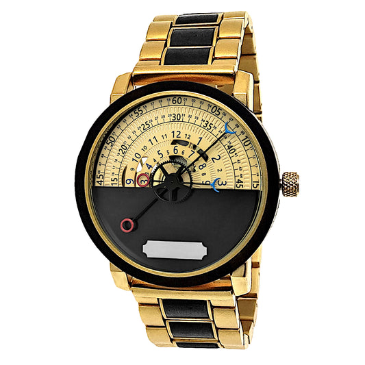 Montre automatique Holzwerk pour homme en acier inoxydable et bois, or et noir