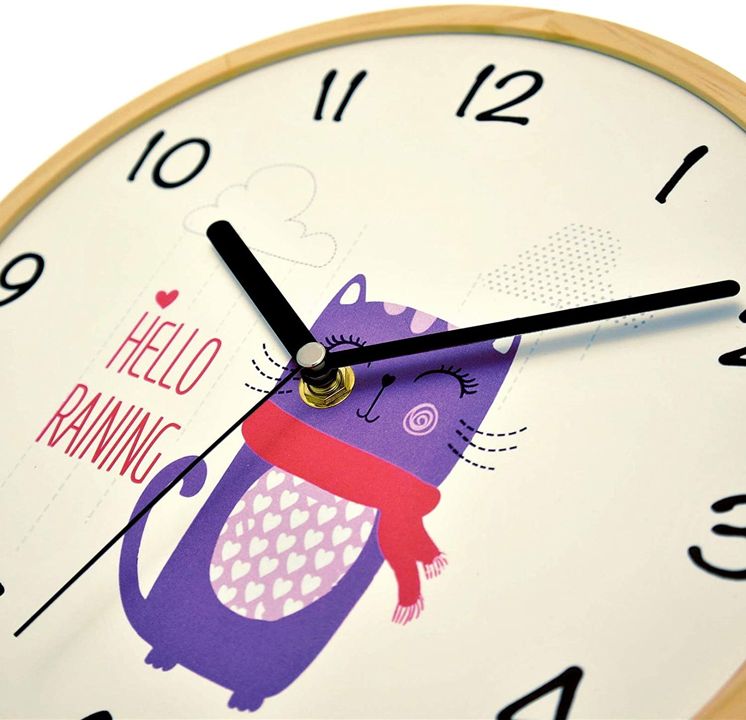 Holzwerk Wanduhr Katze Cat Tiere Lila Kätzchen Holz Kinder Uhr - Holzwerk