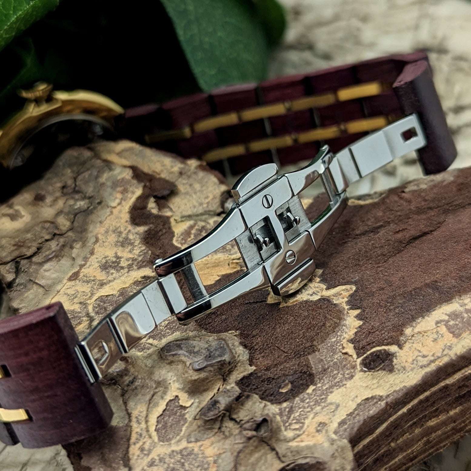 Holzwerk Damen Holzuhr Holz Designer Damenuhr Braun Lila Gold