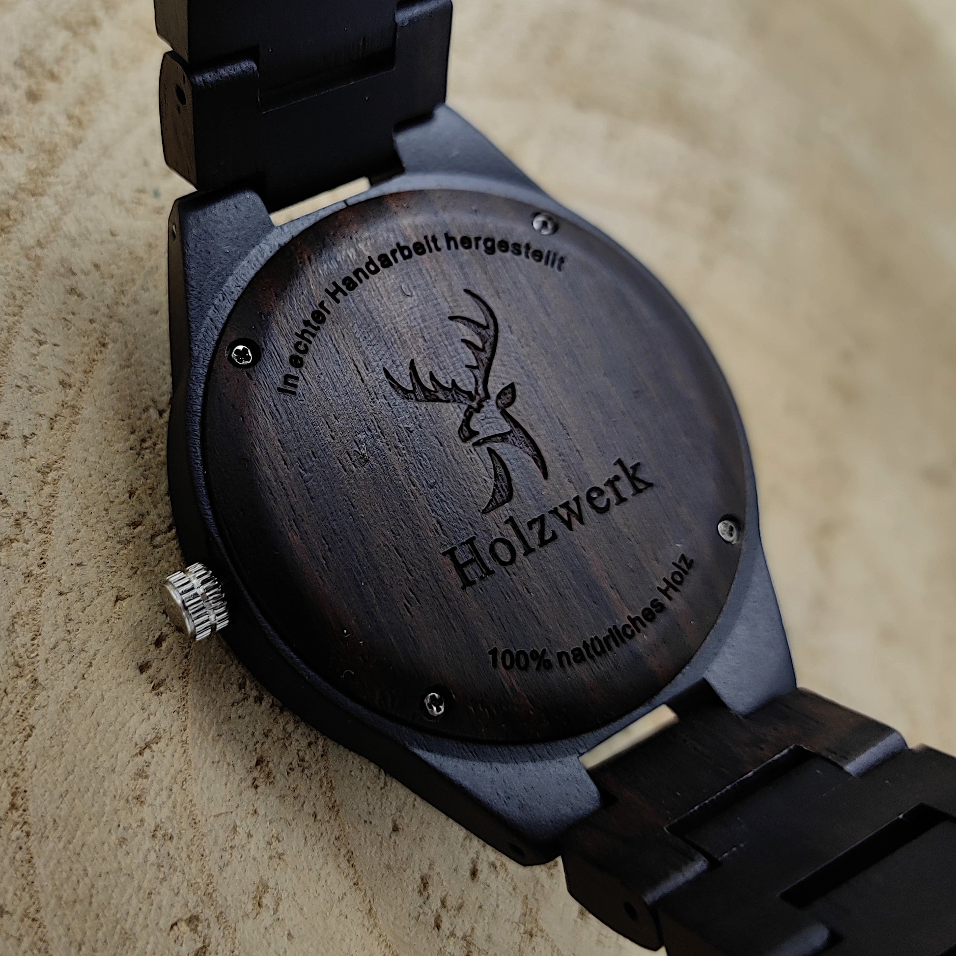 Holzwerk Damen & Herren Holzuhr Holz Epoxidharz Armbanduhr Schwarz