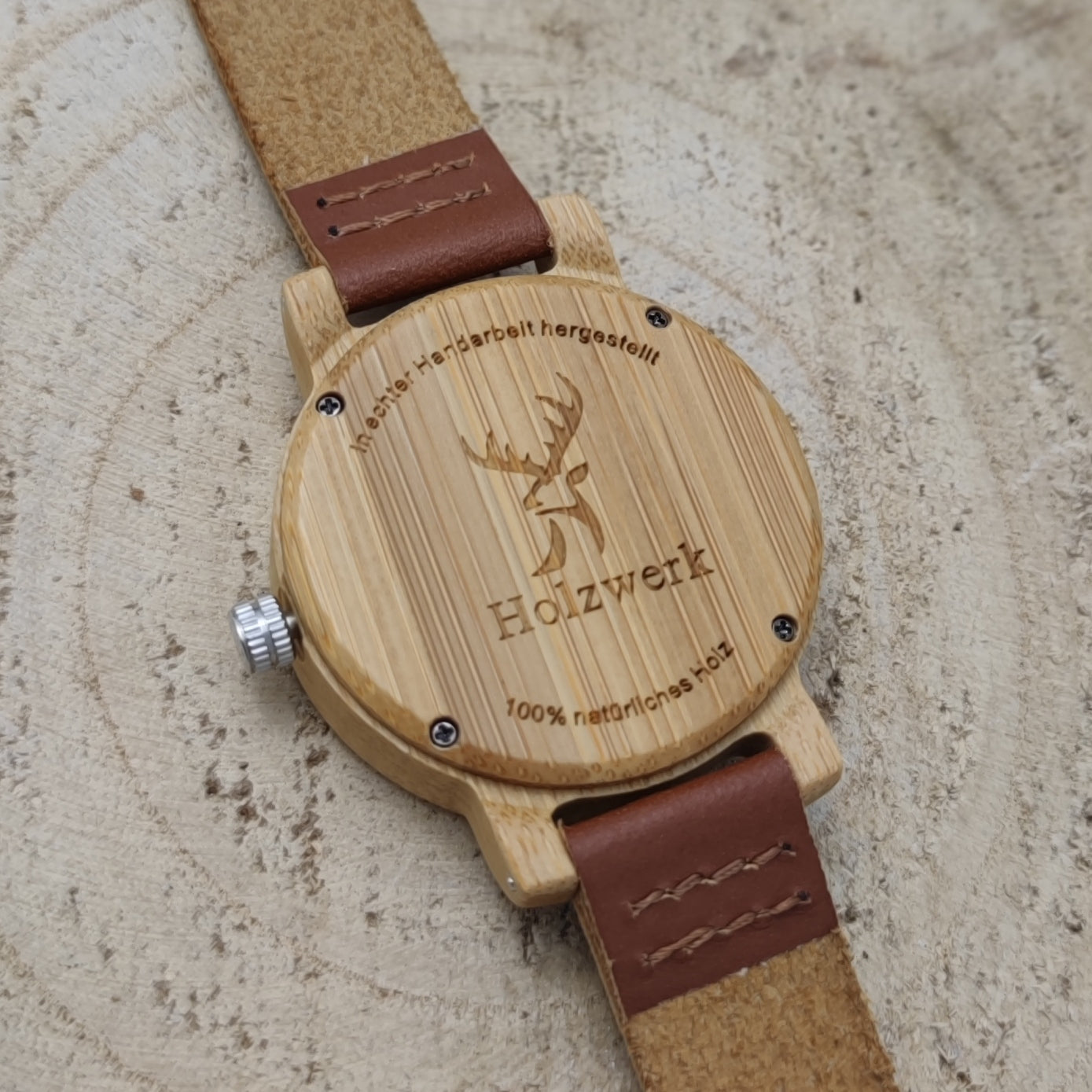 Holzwerk Damen Holzuhr kleine Leder Epoxidharz Armbanduhr Braun Schwarz