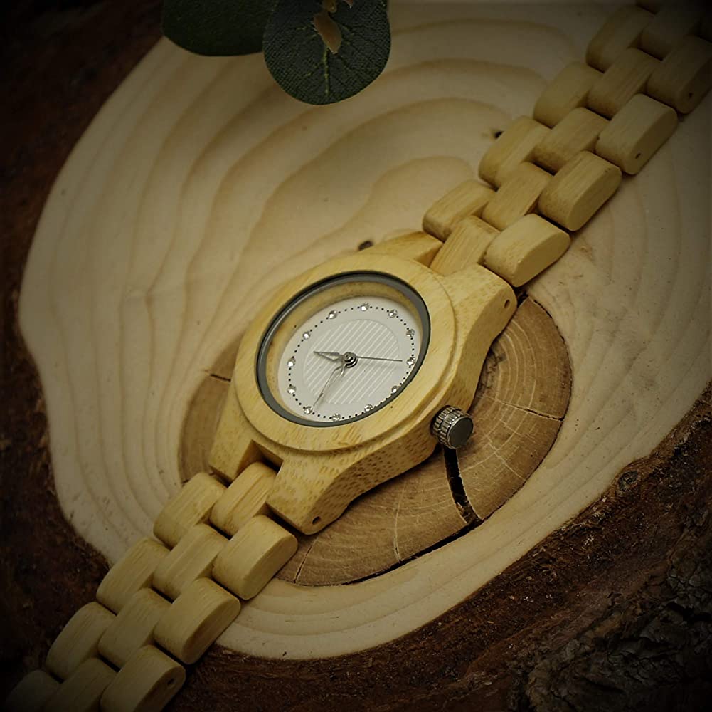 Holzwerk Damen Holzuhr kleine Holz Designer Armbanduhr Beige Weiß - Holzwerk