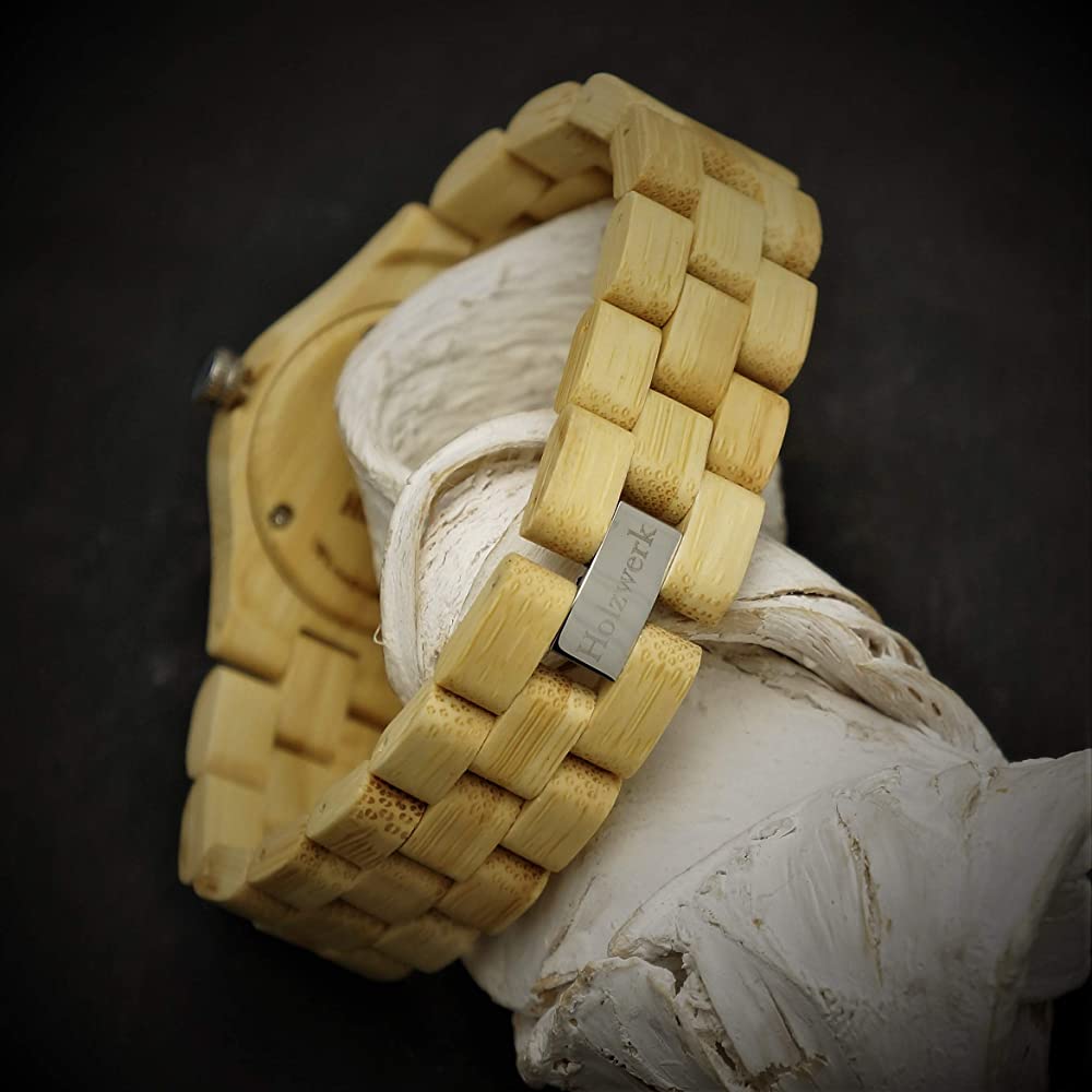 Holzwerk Damen Holzuhr kleine Holz Designer Armbanduhr Beige Weiß - Holzwerk