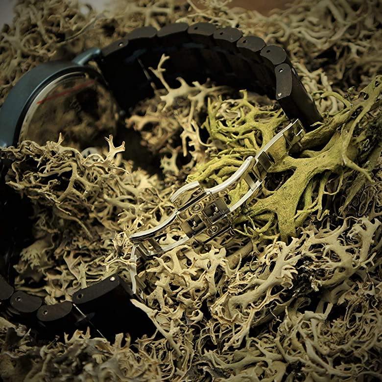 Holzwerk Herrenuhr Holz Chronograph mit Datum in Schwarz Blau