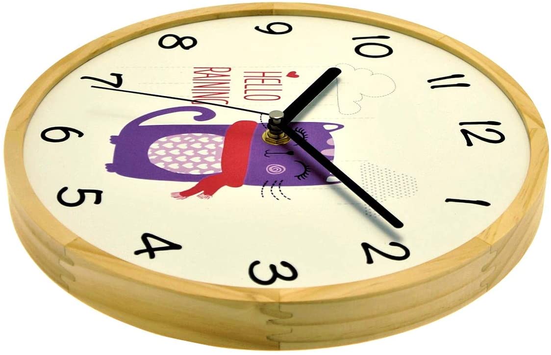 Holzwerk Wanduhr Katze Cat Tiere Lila Kätzchen Holz Kinder Uhr - Holzwerk 