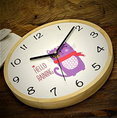 Holzwerk Wanduhr Katze Cat Tiere Lila Kätzchen Holz Kinder Uhr - Holzwerk 
