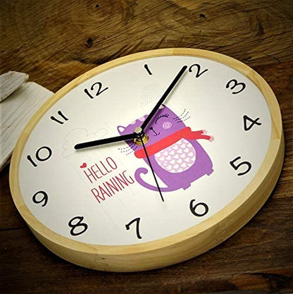 Holzwerk Wanduhr Katze Cat Tiere Lila Kätzchen Holz Kinder Uhr - Holzwerk 