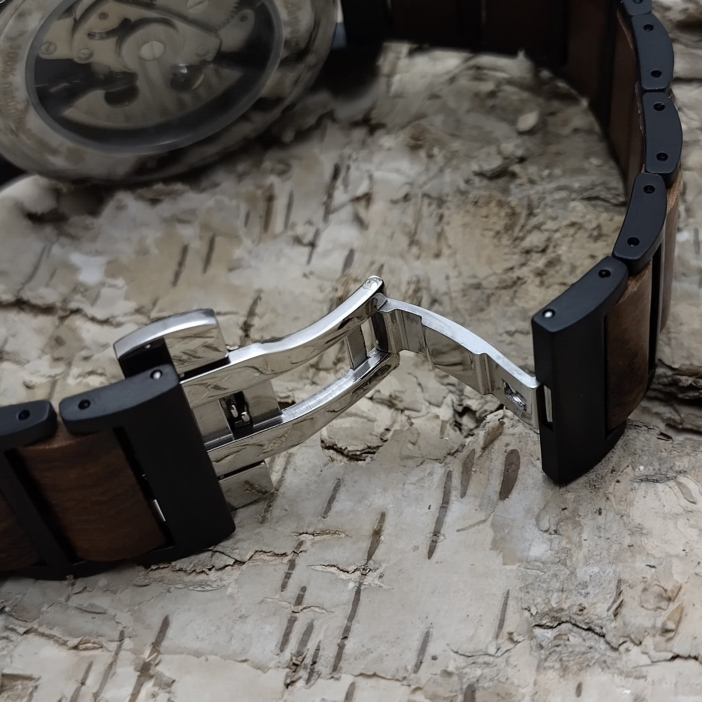 Holzwerk Hombre Mecánico Automático Reloj De Madera Negro Marrón Azul