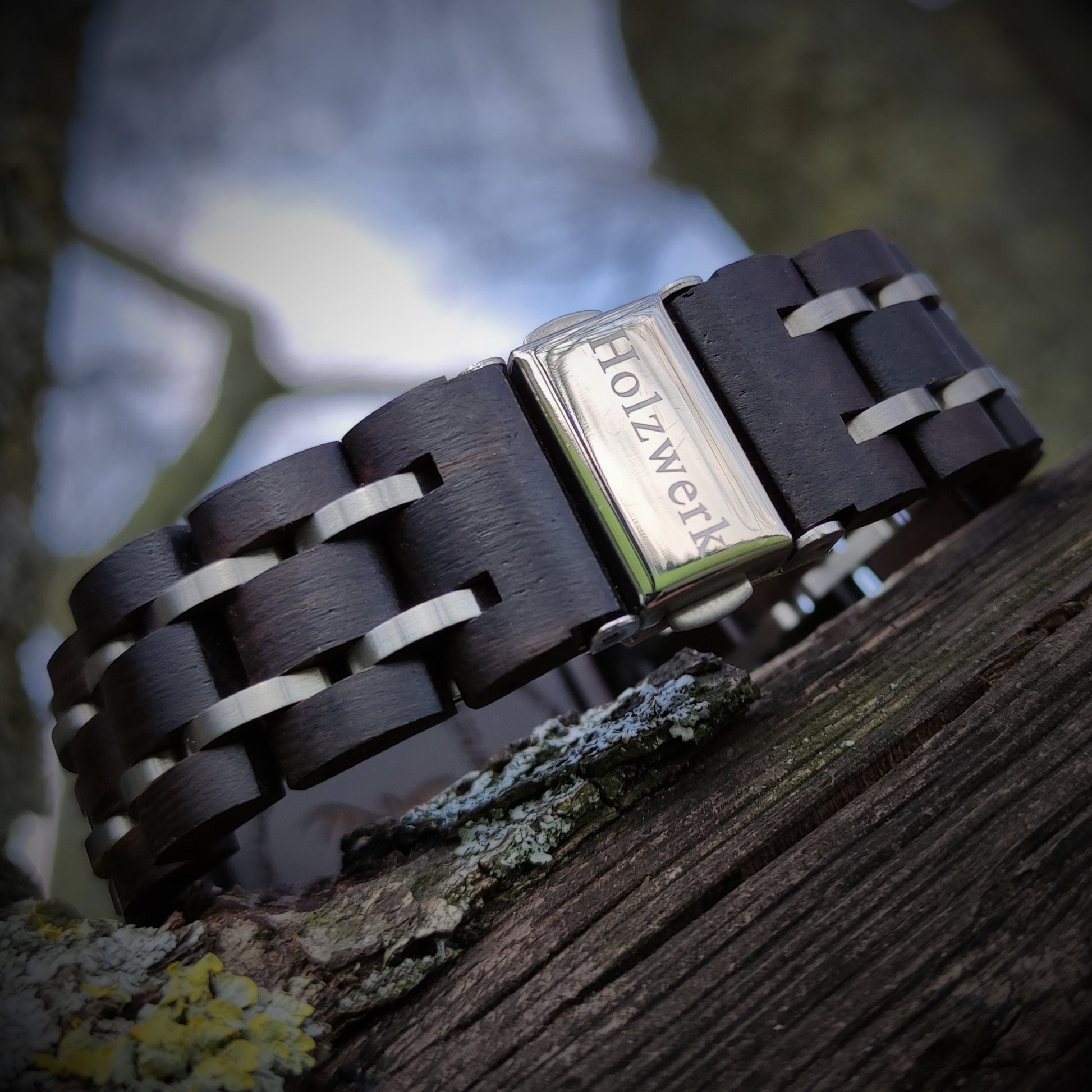 Holzwerk Damen & Herren Chronograph Datum Holzuhr Schwarz Grün Silber - Holzwerk 