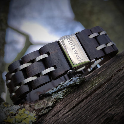 Holzwerk Damen & Herren Chronograph Datum Holzuhr Schwarz Grün Silber - Holzwerk 