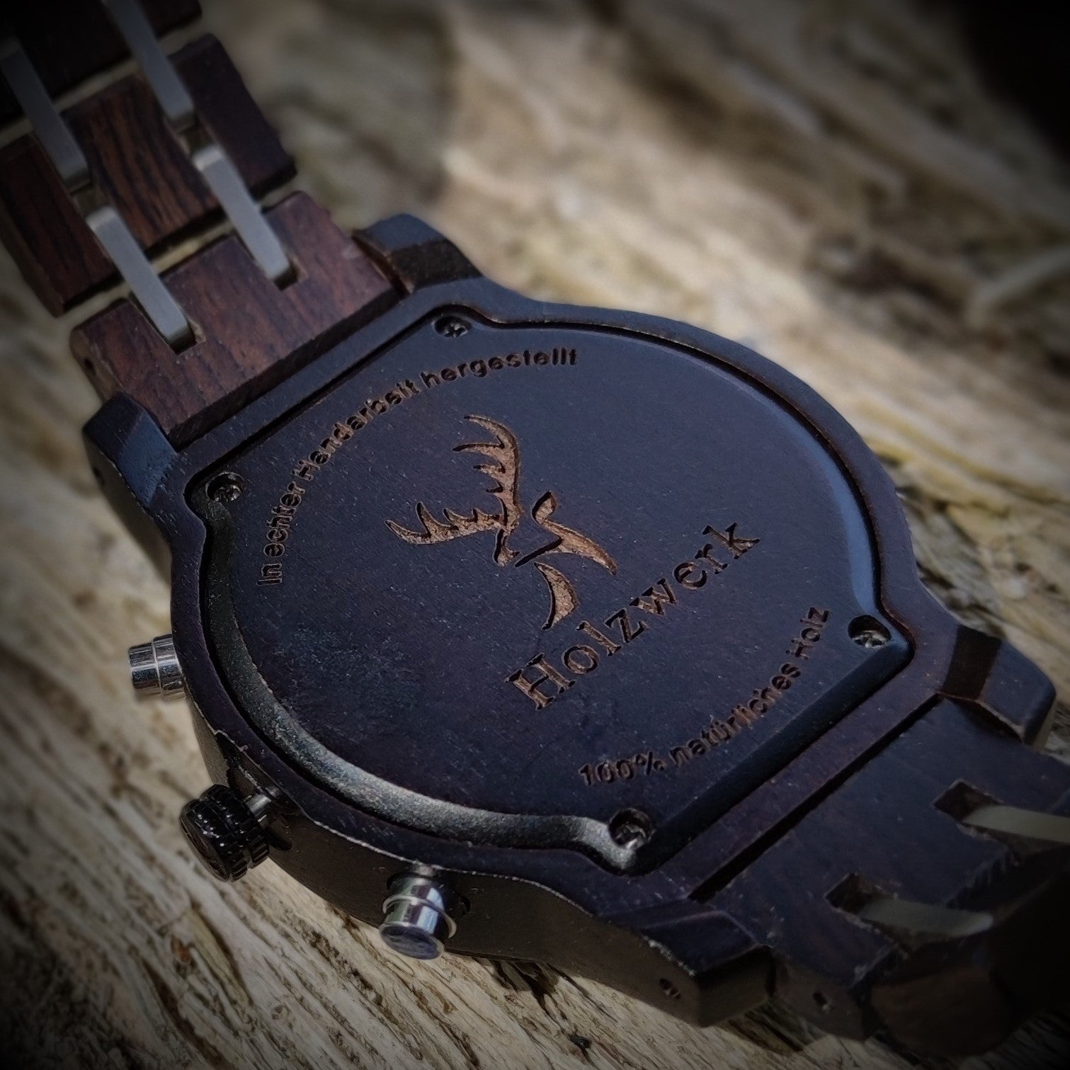 Holzwerk Damen & Herren Chronograph Datum Holzuhr Schwarz Grün Silber - Holzwerk 