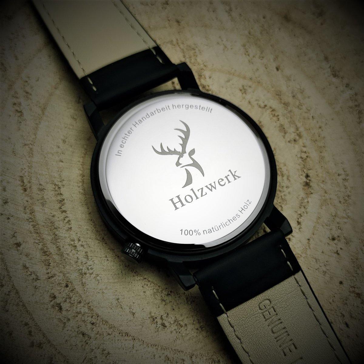 Holzwerk Damen & Herren Holzuhr Holz Leder Datum Uhr Braun Schwarz